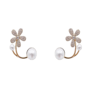 White Pearl Flower Earrings