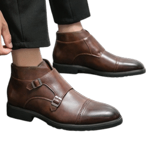 Men's Brown Double Monk Strap Boots