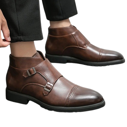 Men's Brown Double Monk Strap Boots