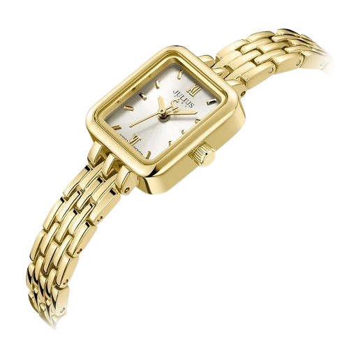Julius Women's Gold-Tone Square Dial Bracelet Watch