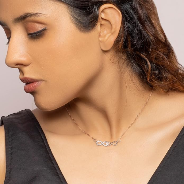GIVA Silver Rose Gold Necklace